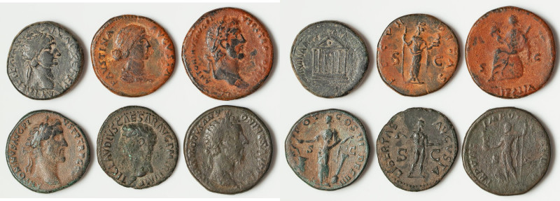 ANCIENT LOTS. Roman Imperial. Lot of six (6) AE issues. VG-XF, bronze disease, t...