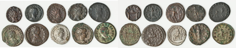 ANCIENT LOTS. Roman Imperial. Lot of ten (10) AR and BI issues. VF-XF. Includes:...