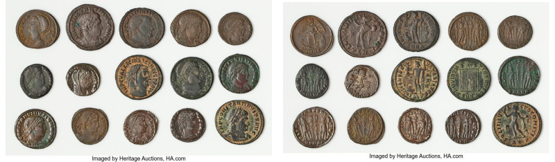 ANCIENT LOTS. Roman Imperial. Lot of fifteen (15) AE and BI issues. Choice Fine-...