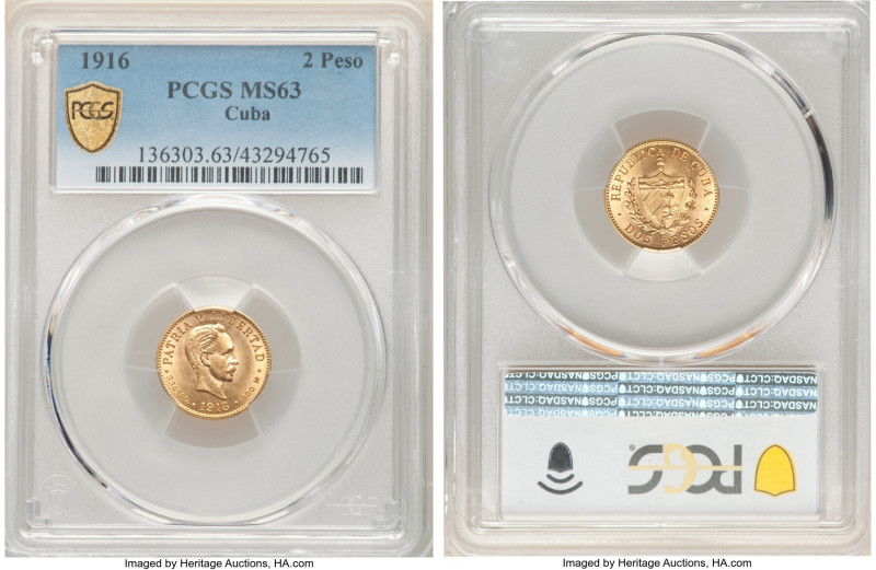 Republic gold 2 Pesos 1916 MS63 PCGS, KM17. 

HID09801242017

© 2022 Heritage Au...