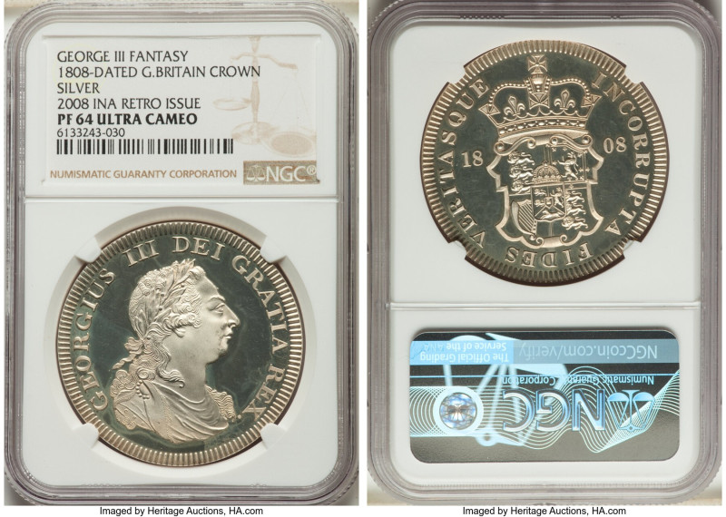 George III silver INA Retro Fantasy Issue Crown 1808-Dated (2008) PR64 Ultra Cam...