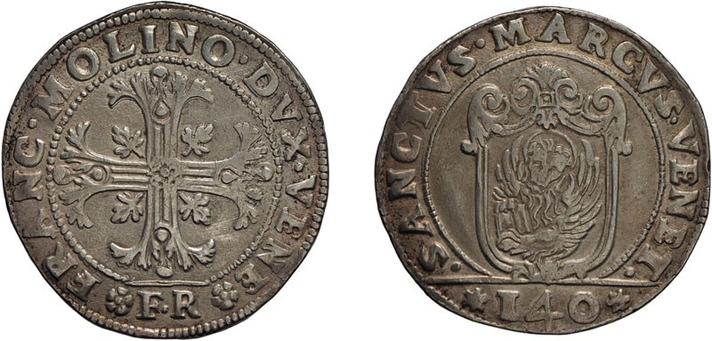 ZECCHE ITALIANE. VENEZIA. FRANCESCO MOLIN (1646-1655). SCUDO DELLA CROCE (140 SO...