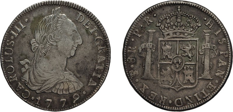 ZECCHE ESTERE. BOLIVIA. CARLO III. 8 REALI 1779 - Potosì. Argento, 26,91 gr, 40 ...