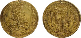 ZECCHE ESTERE. UNGHERIA. LEOPOLDO I (1657-1705). 5 DUCATI 1703 - Nagybanya. Oro, 17,02 gr, 45 mm, appiccagnolo rimosso, foro otturato, segni nel campo...