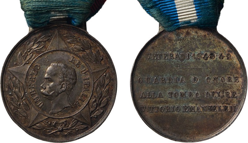 MEDAGLIE E DECORAZIONI ITALIANE. UMBERTO I. VETERANI 1848-49, GUARDIA D'ONORE AL...
