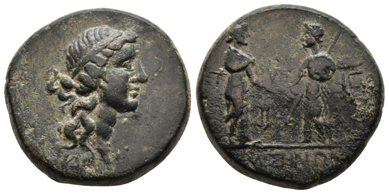 PONTOS. Amisos. Ae.(Circa 30-15 BC). Diademed head of Apollo right. Rev: ΑΜΙΣΗΝΩ...