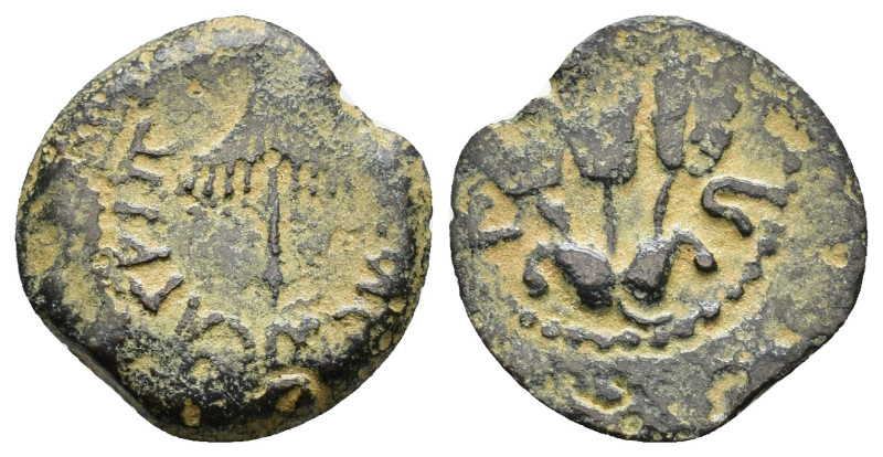 Judaea, Herodian Kingdom. Agrippa I. 37-44 C.E. Prutah. Jerusalem mint, struck 4...