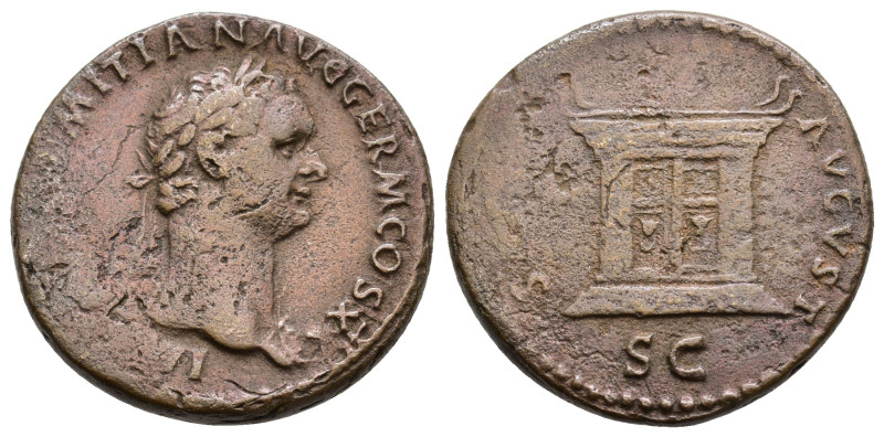 Domitian AD 81-96. As, Rome, AD 85. IMP CAES DOMITIAN AVG GERM COS X, laureate b...