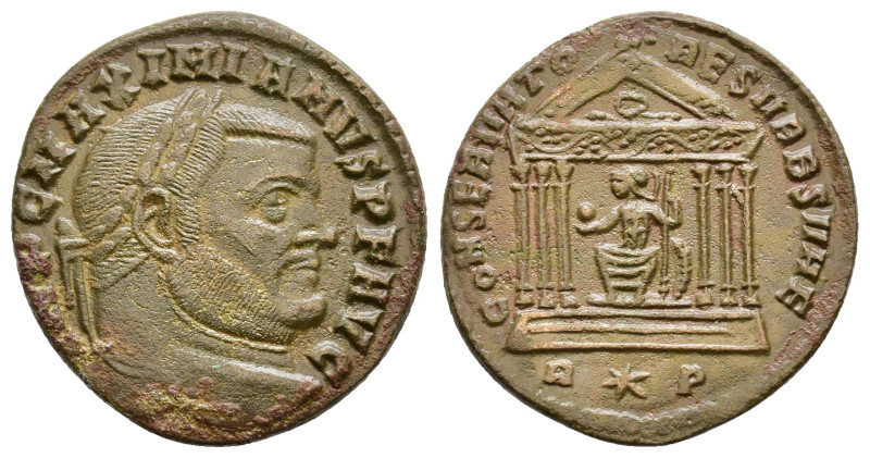 Maxentius (307-312). Follis. Rome. Obv: IMP C MAXENTIVS P F AVG, laureate head r...