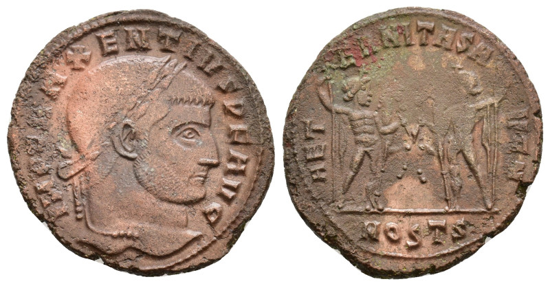 Maxentius, Ostia, 312 BC. IMP C MAXENTIVS P F AVG, laureate head right / AETERNI...