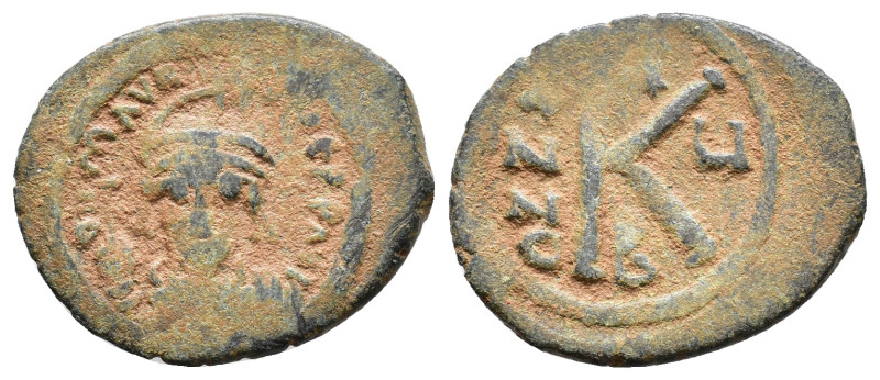 Mauricius Tiberius (582-602 AD). Half Follis AE 4,84g