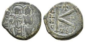 Justin II (565-578) and Sophia Æ Half follis Thessalonica AE 5,01g