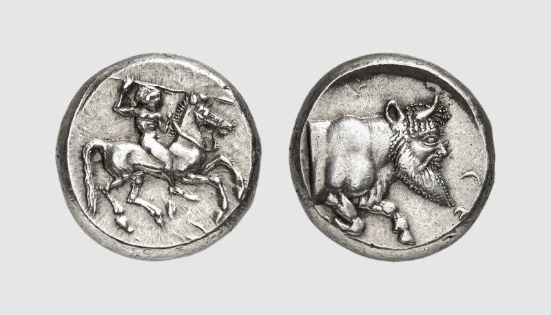 Sicily. Gela. AR Didrachm (8.51g), 500-490 BC. Jenkins 3; Gillet 408 (this coin)...