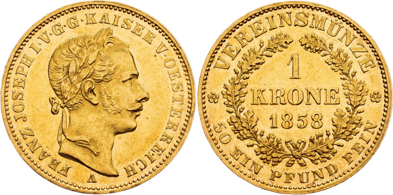 Franz Joseph I., 1 Krone 1858, Vienna EN Franz Joseph I., 1 Krone 1858, Vienna, ...