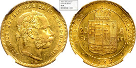 Franz Joseph I., 20 Forint 1880, Kremnitz, Small Head