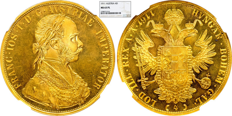 Franz Joseph I., 4 Dukat 1911, Vienna EN Franz Joseph I., 4 Dukat 1911, Vienna, ...