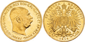 Franz Joseph I., 20 krone 1914, Vienna R
