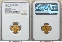 Jose I gold "Reduced Size" 1000 Reis 1774-(L) AU Details (Cleaned) NGC, Lisbon mint, KM162.2, LMB-309, Guimaraes-1774-1.1. Third Type, JOSEPHUS/DOMINV...