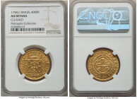 Jose I gold 4000 Reis 1758-(L) AU Details (Cleaned) NGC, Lisbon mint, KM171.2, LMB-313, Guimaraes-1758-1.1. Third Type, JOSEPHUS/DOMINVS. Crisply stru...