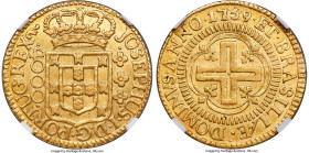 Jose I gold 4000 Reis 1759/8-(L) AU Details (Cleaned) NGC, Lisbon mint, KM171.2, cf. LMB-314 (unlisted overdate), Guimaraes-1759/8-1.1. Third Type, JO...