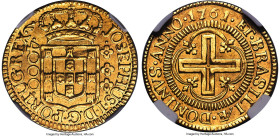 Jose I gold 4000 Reis 1761-(L) AU Details (Cleaned) NGC, Lisbon mint, KM171.2, LMB-316, Guimaraes-1761-1.1. Third Type, JOSEPHUS/DOMINVS. Presenting m...