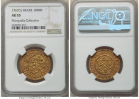 Jose I gold 4000 Reis 1767-(L) AU55 NGC, Lisbon mint, KM171.2, LMB-320, Guimaraes-1767-1.1. Third Type, JOSEPHUS/DOMINVS. Exhibiting wholly original s...