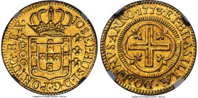 Jose I gold "Inverted Reverse" 4000 Reis 1773-(L) AU Details (Spot Removals, Cleaned) NGC, Lisbon mint, KM171.2, LMB-323a, Guimaraes-1773-3.3. Third T...