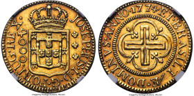 Jose I gold 4000 Reis 1774-(L) AU58 NGC, Lisbon mint, KM171.2, LMB-324, Guimaraes-1774-1.1. Third Type, JOSEPHUS/DOMINVS, variety with no dot above de...