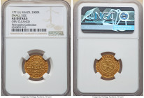 Jose I gold "Reduced Size" 2000 Reis 1771-(L) AU Details (Obverse Cleaned) NGC, Lisbon mint, KM198, LMB-329b, Guimaraes-1771-2.2. Fourth Type, JOSEPHU...