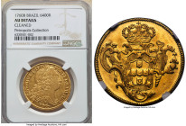Jose I gold 6400 Reis (Peça) 1760-B AU Details (Cleaned) NGC, Bahia mint, KM172.1, LMB-390, Guimaraes-1760-1.1. Only lightly handled, presenting hints...