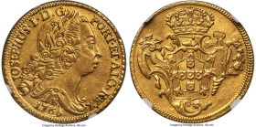 Jose I gold 6400 Reis (Peça) 1765-B AU Details (Cleaned) NGC, Bahia mint, KM172.1, LMB-395, Guimaraes-1765-2.2. A sculptured piece, presenting crisp m...