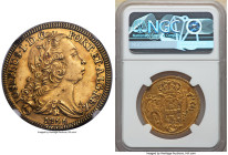 Jose I gold 6400 Reis (Peça) 1766-B AU Details (Reverse Damage, Cleaned) NGC, Bahia mint, KM172.1, LMB-396, Guimaraes-1766-1.1. Evenly struck, showing...