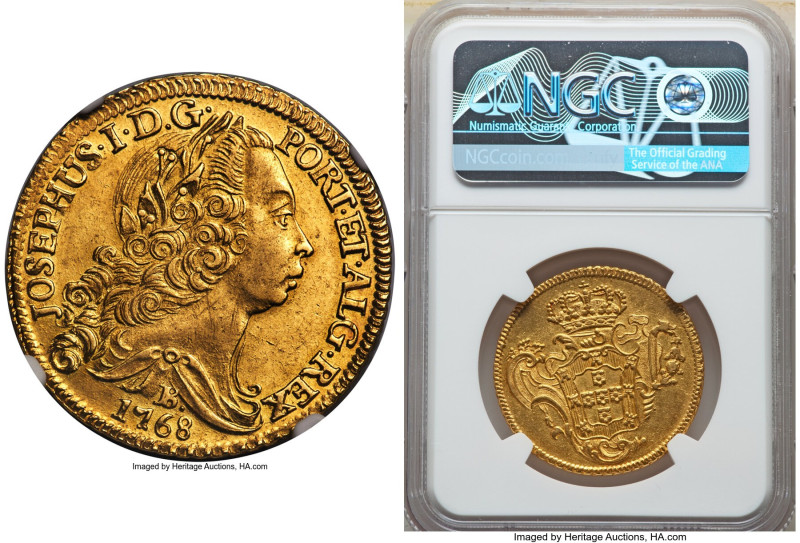 Jose I gold 6400 Reis (Peça) 1768-B AU58 NGC, Bahia mint, KM172.1, LMB-398, Guim...