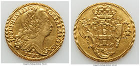 Jose I gold 6400 Reis (Peça) 1773-B XF (Altered Surface), Bahia mint, KM172.1, LMB-403, Guimaraes-1773-1.2. 2nd reverse variety. 13.47gm. Evenly struc...