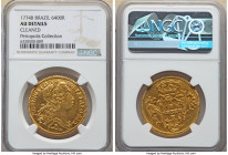 Jose I gold 6400 Reis (Peça) 1774-B AU Details (Cleaned) NGC, Bahia mint, KM172.1, LMB-404, Guimaraes-1774-1.1. Showing fully rendered motifs across t...