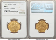 Jose I gold 3200 Reis 1772-R MS61 NGC, Rio de Janeiro mint, KM183.2, LMB-417, Guimaraes-1772-1.1. Mintage: 1,554. A fleeting issue, represented here b...