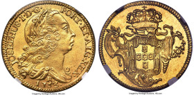 Jose I gold 6400 Reis (Peça) 1753/2-R UNC Details (Cleaned) NGC, Rio de Janeiro mint, KM172.2, cf. LMB-421 (unlisted overdate), cf. Guimaraes-1753-1.1...