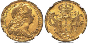 Jose I gold 6400 Reis (Peça) 1756-R XF45 NGC, Rio de Janeiro mint, KM172.2, LMB-424, Guimaraes-1756-1.1. A moderately circulated piece, free of grade ...
