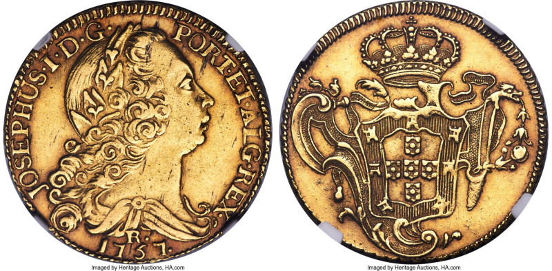 Jose I gold 6400 Reis (Peça) 1757-R AU53 NGC, Rio de Janeiro mint, KM172.2, LMB-...