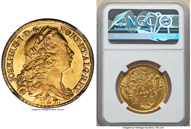 Jose I gold 6400 Reis (Peça) 1767-R UNC Details (Bent) NGC, Rio de Janeiro mint,...