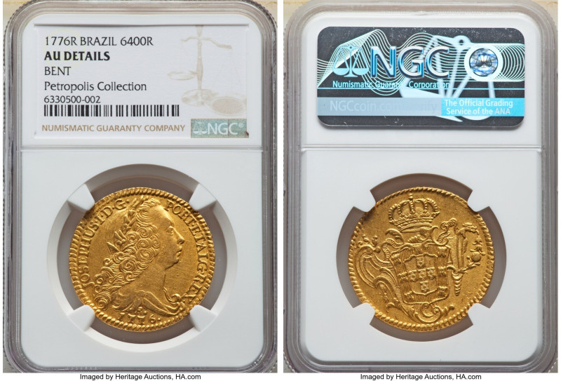 Jose I gold 6400 Reis (Peça) 1776-R AU Details (Bent) NGC, Rio de Janeiro mint, ...