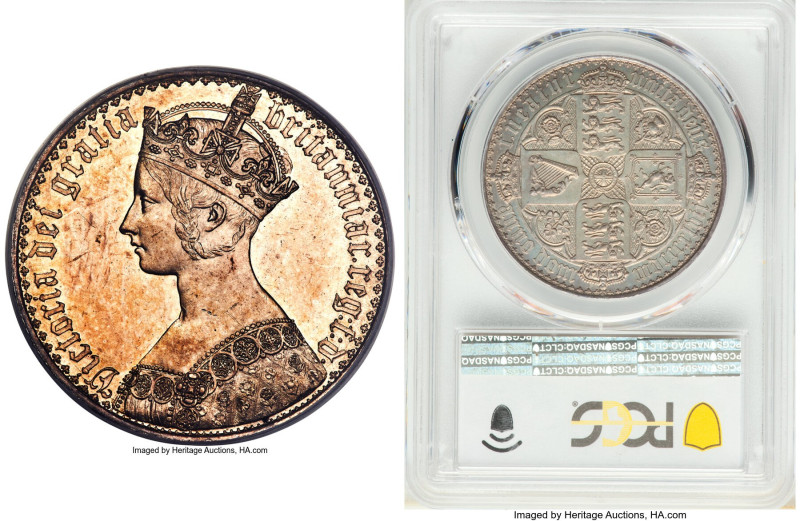 Victoria Proof "Gothic" Crown 1847 PR62 PCGS, KM744, S-3883, ESC-2571. UN DECIMO...