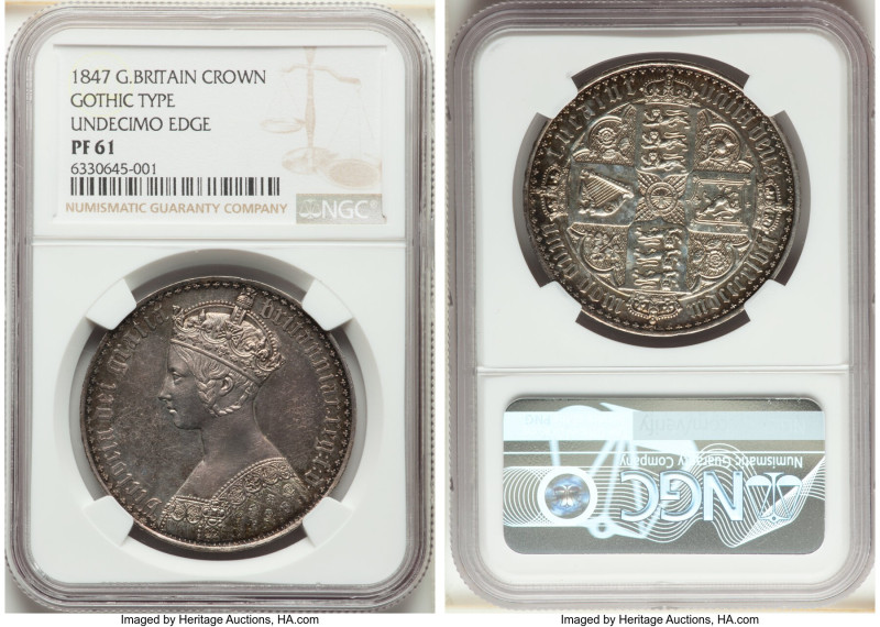 Victoria Proof "Gothic" Crown 1847 PR61 NGC, KM744, S-3883, ESC-2571. UN DECIMO ...