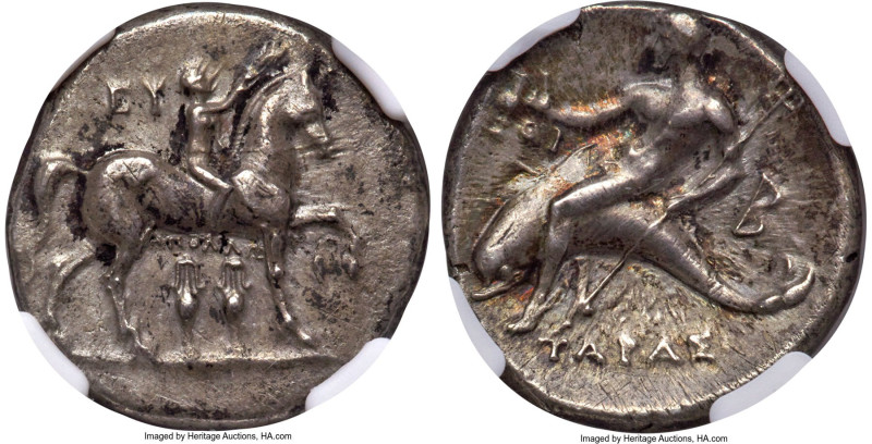 CALABRIA. Tarentum. Ca. 281-240 BC. AR stater or didrachm (21mm, 6.35 gm, 6h). N...