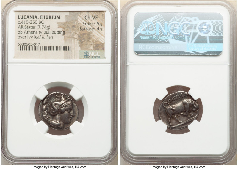 LUCANIA. Thurium. Ca. 410-350 BC. AR stater (21mm, 7.74 gm, 11h). NGC Choice VF ...