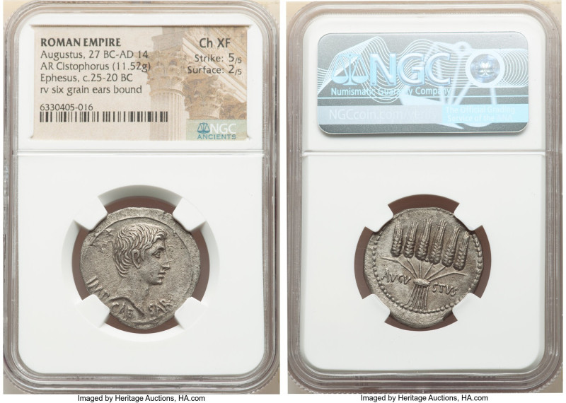 Augustus (27 BC-AD 14). AR cistophorus (26mm, 11.52 gm, 1h). NGC Choice XF 5/5 -...