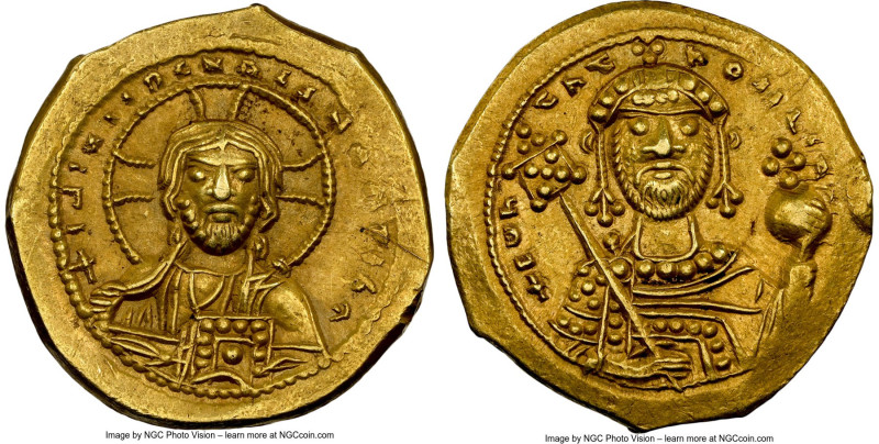 Constantine IX Monomachus (AD 1042-1055). AV/EL tetarteron nomisma (18mm, 4.02 g...