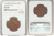 Louis XV copper Franco-American Jeton 1751-Dated MS64 Brown NGC, Lec-100a. Phoenix orange highlights grip the device's silhouettes and legends, shinin...