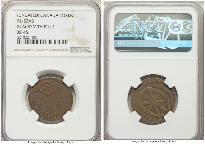 Blacksmith brass "Anchor / Union Jack" Token ND (c. 1835) XF45 NGC, Br-Unl., Cha...