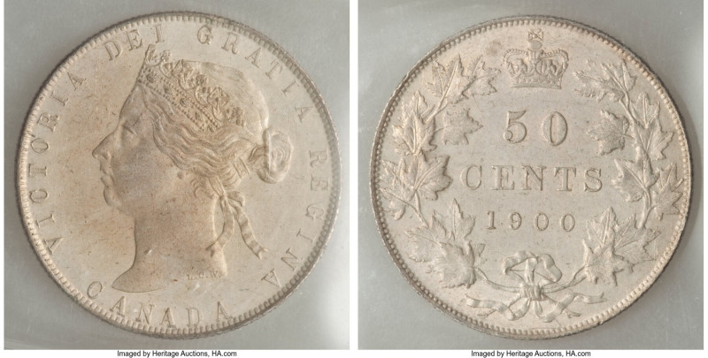 Victoria 50 Cents 1900 MS60 ICCS, London mint, KM6. From a sought after date, a ...